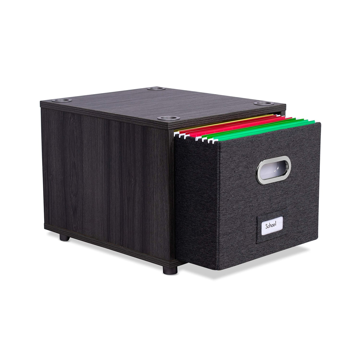 BIRDROCK HOME Rolling File Cabinet – Decorative Storage Shelf w/Removable Bins, Handles, and Wheels – Organize Files, Books, Toys, Under Desk Office Solution, Modern Design - 1 Lateral Drawer, Gray