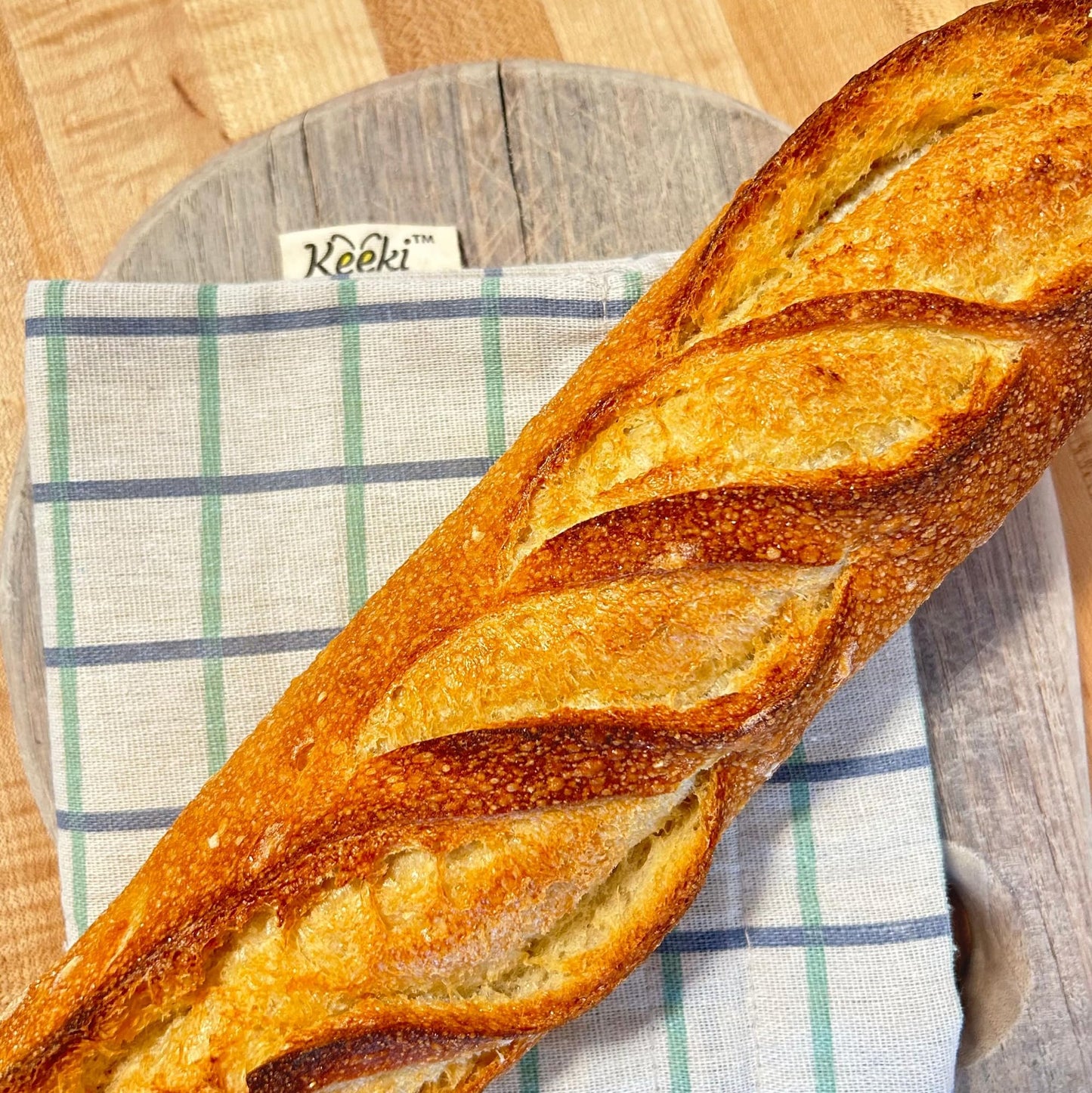 Keeki Bag - The Original Beeswax Lined Bread Bag for Homemade & Sourdough | Reusable Linen Bread Storage | Beeswax Wrap Alternative | Plastic-Free Storage w/Wide Drawstring Closure (Yellow)