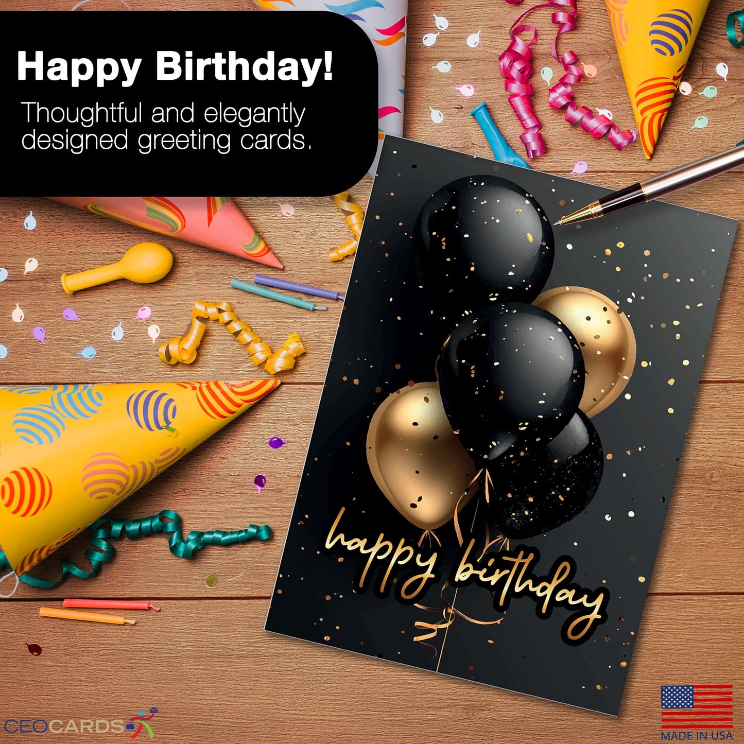 Happy Birthday Cards with Envelopes (Confetti) Bulk 25 Pack of Greeting Cards with Envelopes (5x7 inch - A7) Office, Work, Employees & Clients (B2403) Made in USA