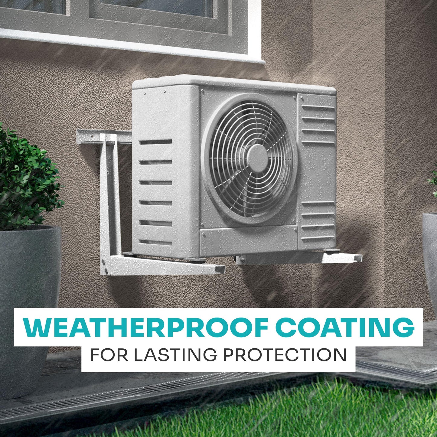 Heavy-Duty Outdoor Mini Split Wall Mount Bracket 9000 - 36000 BTU | Weatherproof Mini Split Mounting Bracket | Includes Drill Bit & Anti-Vibration Pads | Max 550lb Capacity