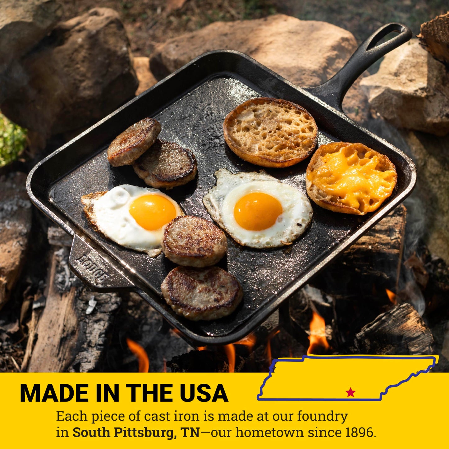 Lodge Seasoned Cast Iron Square Griddle - 11 Inches - Durable Pan - Cast Iron Cookware for Pancakes, Eggs, Bacon & Grilling Favorites