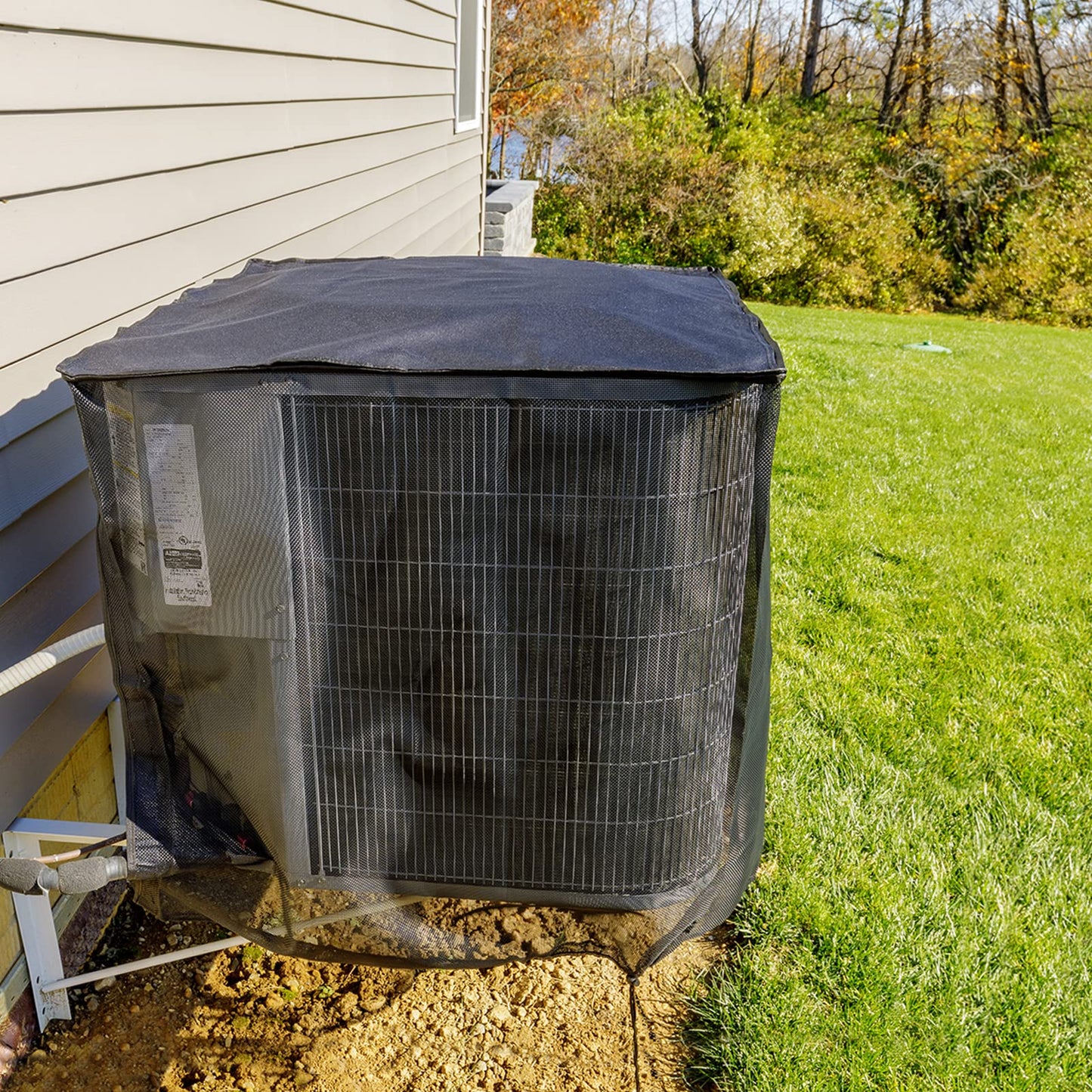 Joiish Air Conditioner Cover for Outside Units, 32" x 32" x 36" Mesh Cover with 600D Detachable Waterproof Top, All Seasons Outdoor Central AC Protector Against Leaves, Weeds, Cottonwood and Debris
