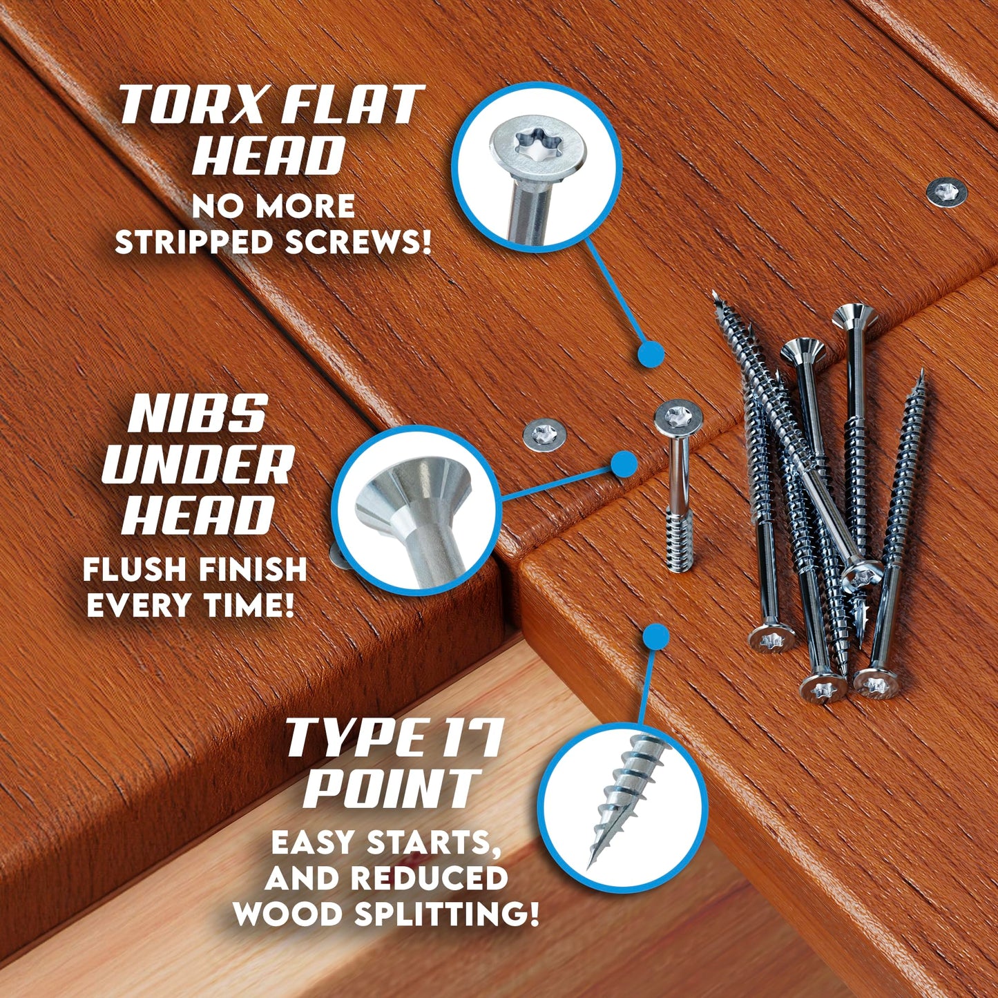 #10 X 2 1/2 Inch Stainless Steel Deck Screws 350 Pieces | T25 Star Torx Drive Flat Head | Stainless Steel Screws for Decks, Docks, Fencing or General Outdoor Construction and Home Improvement Projects