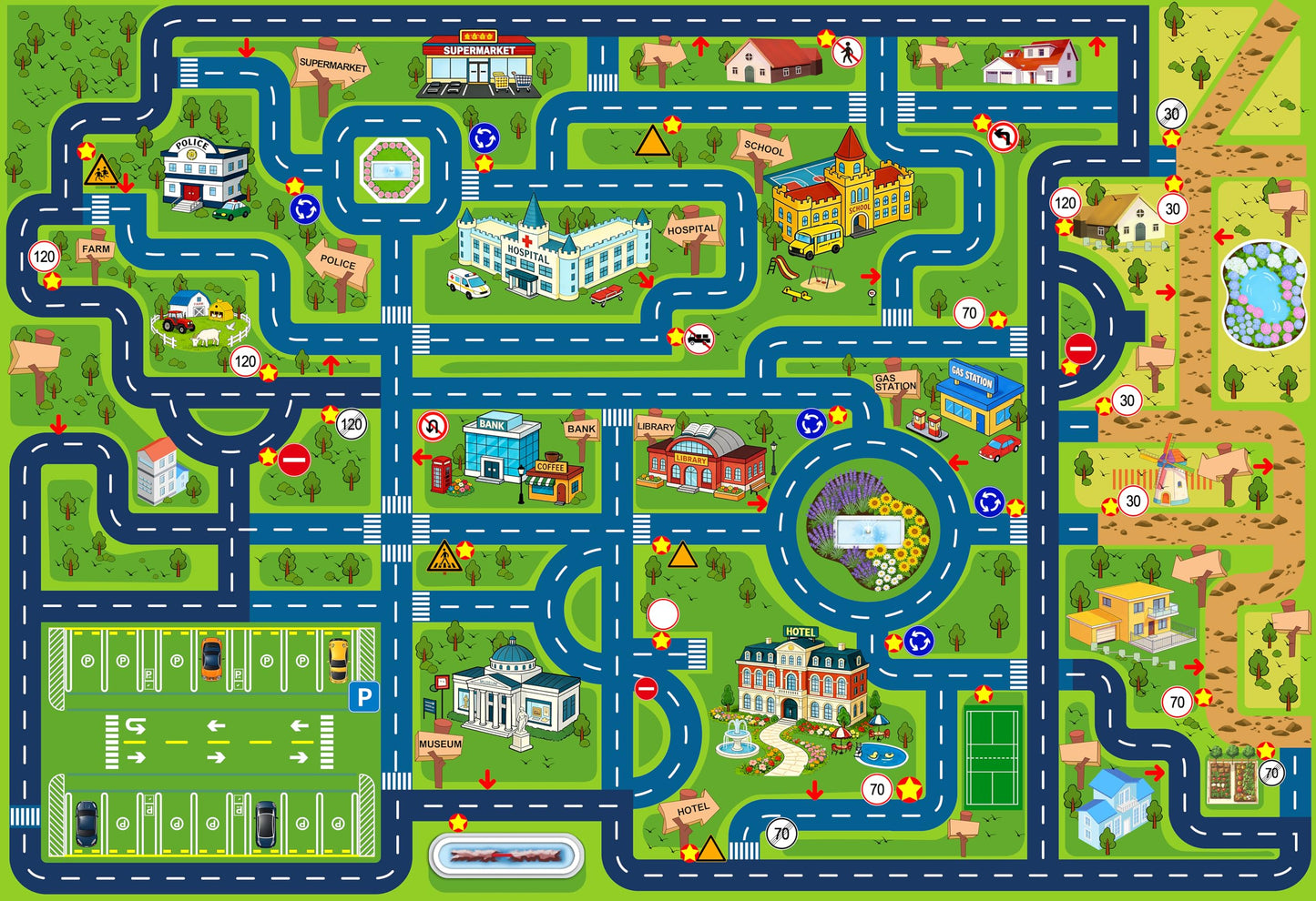 Esup 4'x6' Non-Slip Kids Rugs Perfect for Playrooms, Bedrooms, and Nurseries Educational Playground Mat- Extra Thick Safety Carpet, Indoor Outdoor Use, Easy Clean