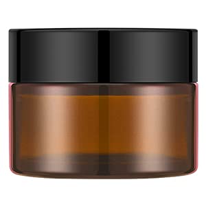 1 oz Round Clear Glass Jars, Bumobum 48 pack Cream Jars with Black Lids, Black and White Labels & Inner Liners, Empty Cosmetic Containers for Cream, Lotion