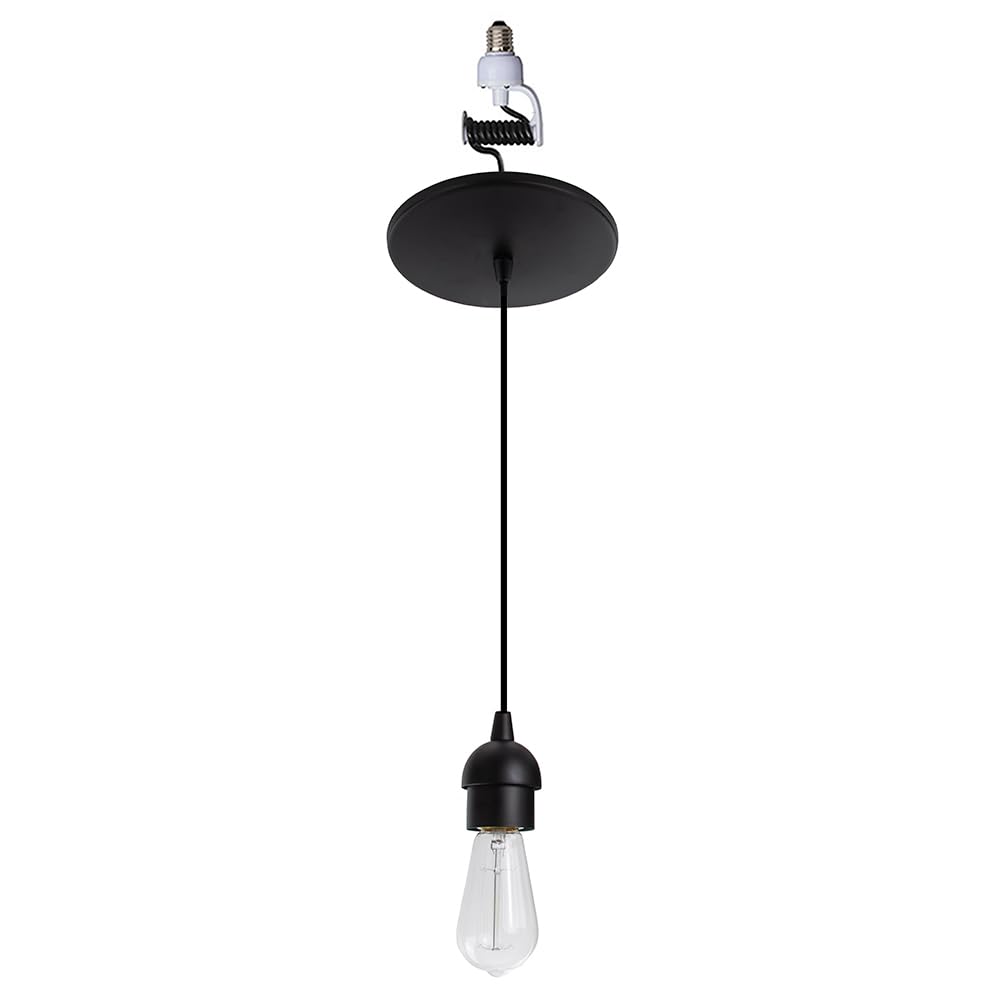 Worth Home Products The Original Instant Pendant Light | 6-Inch Recessed Can Screw-in Pendant Conversion Kit | Matte Black Pendant (Adapter Only – Bulb Not Included)