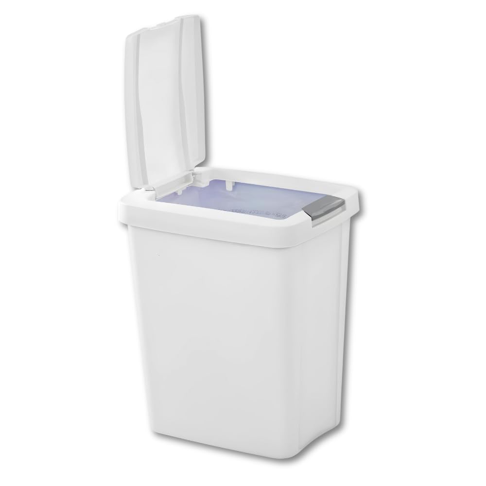 LisaDepot 7.5 Gallon White Wastebasket with Touch-Open Lid: Ideal Office Trash Can, Under Sink Trash Can, Or Garbage Can with Lid for Kitchen, Bathroom, Mudroom