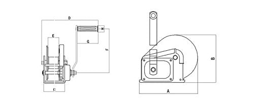 1200 lb WLL Tyler Tool Stainless Steel Hand Winch, Brake Winch Boat 4wd Trailer