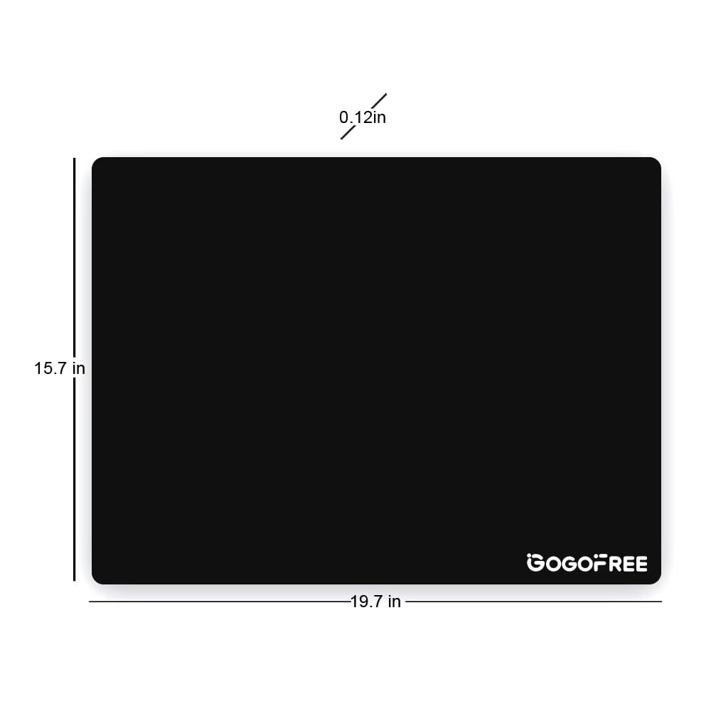 gogofree Glass Mousepad for Gaming, Ultra Smooth Mouse Mat with Hard Surface, Tempered Glass Mouse Pad Precision Speed Control for Games and Office (Black, 19.7" L x 15.7" W)