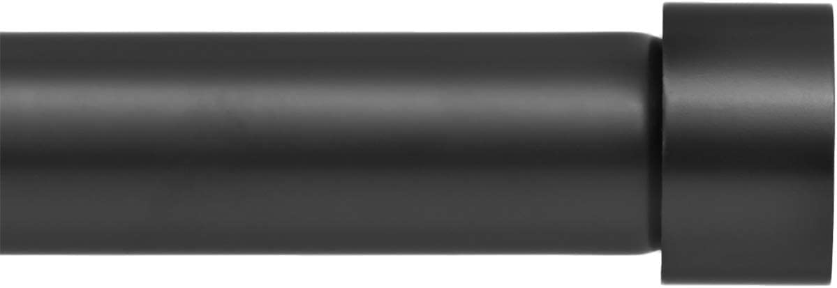 Ivilon Curtain Rod for Windows 72 to 144 Inch – 1 Inch Telescoping Drapery Rod, 3 Long Sections, End Cap Finials, Black