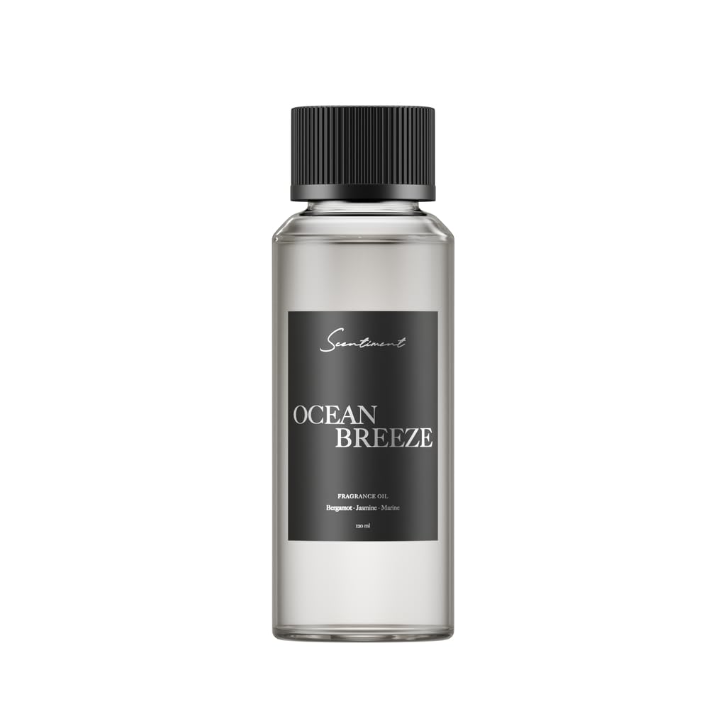 Scentiment Ocean Breeze Diffuser Oil – Bergamot, Lemon, Jasmine with Marine & Amber Scent for Diffusers, Fragrance Oil – 4.06 fl oz (120 mL)