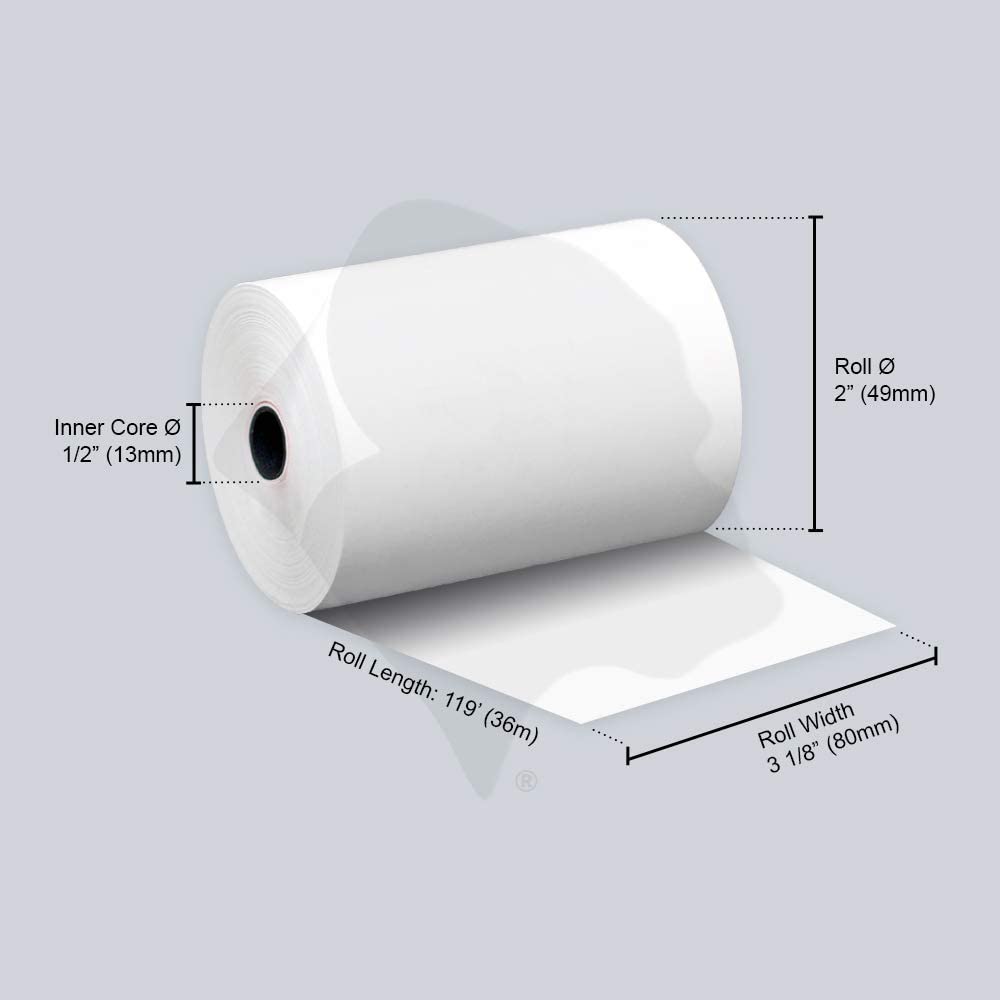 GORILLA SUPPLY Thermal Paper Receipt Rolls, Credit Card, POS/Cash Register Paper, for First Data FD100 FD200 FD300 Hypercom T77, BPA Free, 3.125 x 119 ft, 50 Rolls