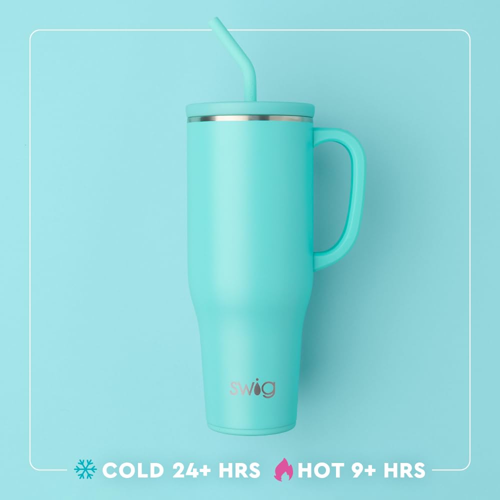 Swig Life 40oz Mega Mug, 40 oz Tumbler with Handle and Straw, Cup Holder Friendly, Dishwasher Safe, Lightweight Extra Large Insulated Tumbler, Nurse Gifts for Women (Scrub Life)