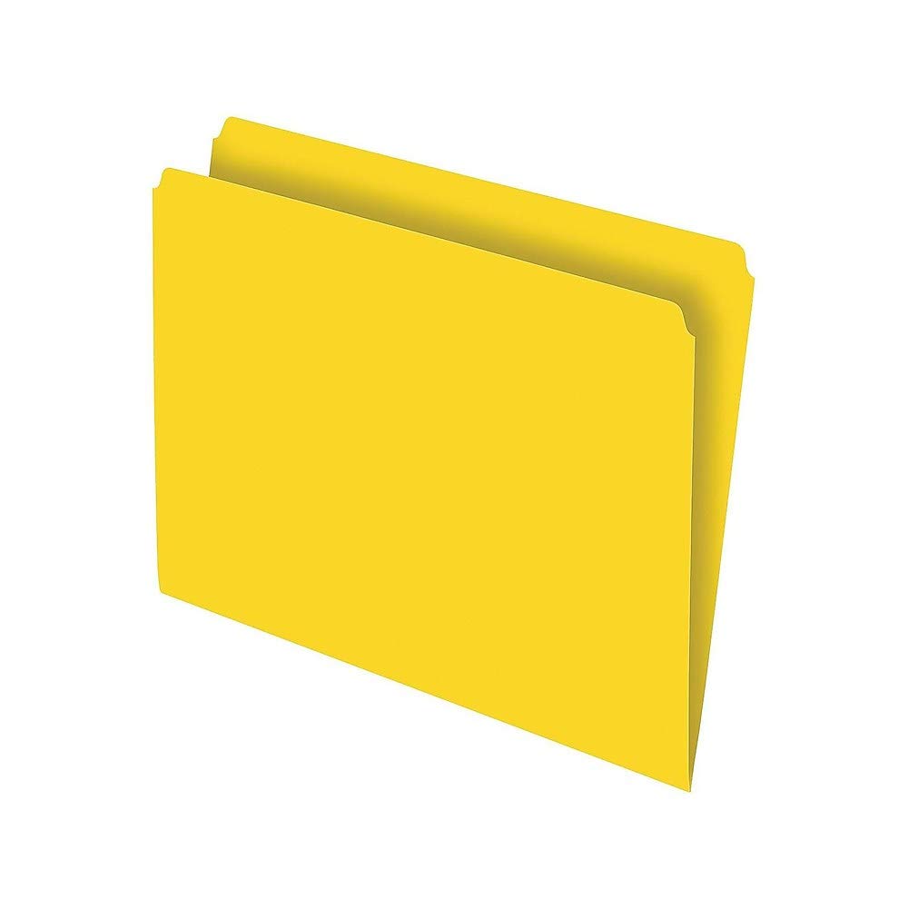 Staples Top‑Tab File Folders, Straight‑Cut, Letter Size, Yellow, Durable Paper Stock, 100/Box