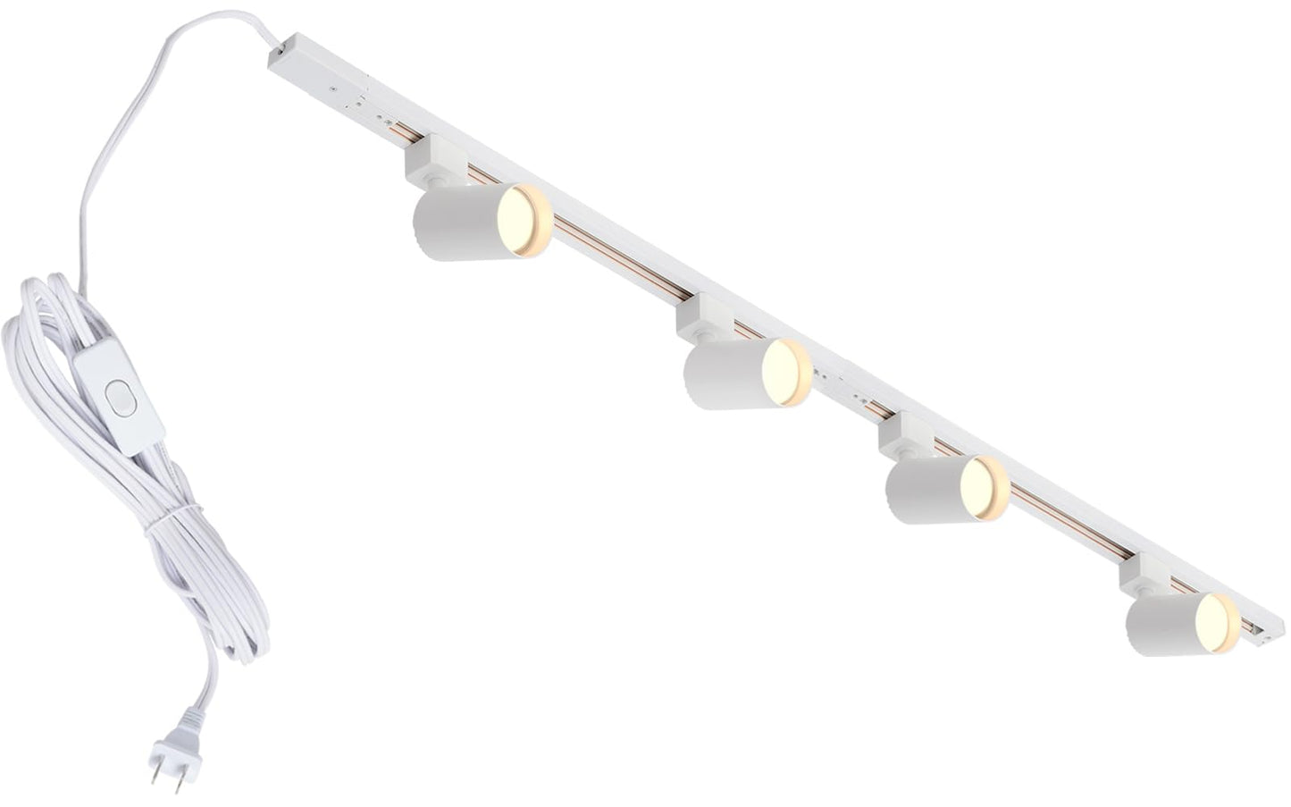 Hiiglxii Plug in Track Lighting with Power Cord, 4-Light GU10 Track Lighting Kit with Track Rail, Modern Kitchen LED Track Lighting Fixtures Ceiling Wall Spot Light, 13FT Plug Cord, White (No Bulbs)