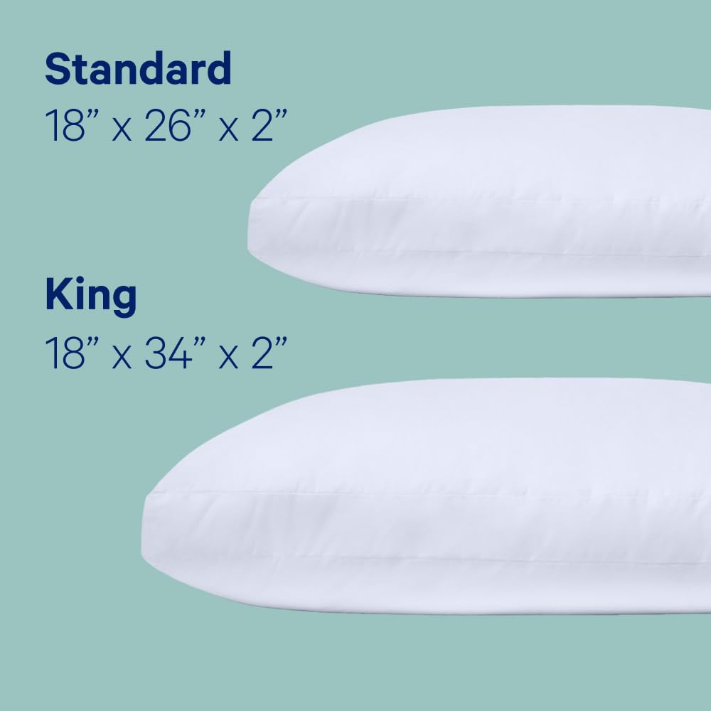Casper Sleep Essential Pillow, Standard Size – Medium Soft Feel, Down-Alternative Fill, Supports Side, Back & Stomach Sleepers
