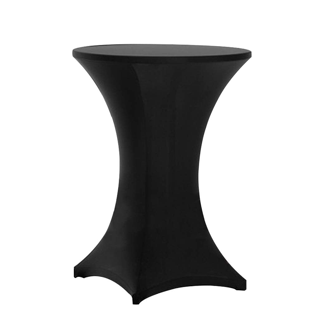 Tina's 8 Pack 32x43 Inch Highboy Spandex Cocktail Table Covers Black, Fitted Stretch Cocktail Tablecloth for Round Tables (8PC 32X43 Black)
