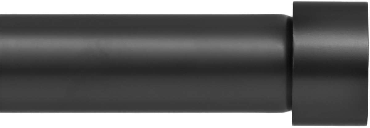 Ivilon Curtain Rod for Windows 48 to 86 Inch – 1 Inch Telescoping Drapery Rod, 2 Long Sections, End Cap Finials, Black