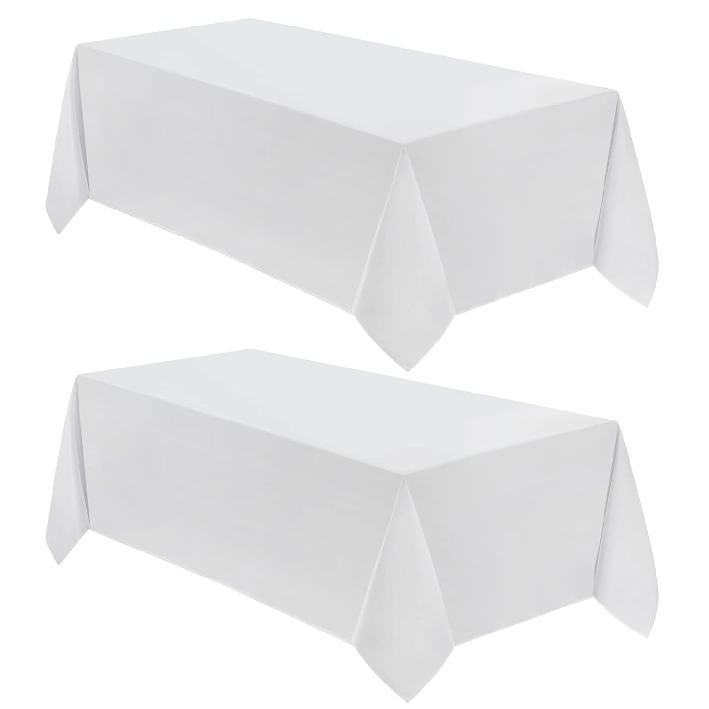 VidaFete Tablecloth 90 * 156inch 2pack Rectangle Table Cloth Polyester, Stain Wrinkle Resistant Dining Table Cover for Kitchen Dinning Party Wedding Rectangular Tabletop Buffet Decoration(White)