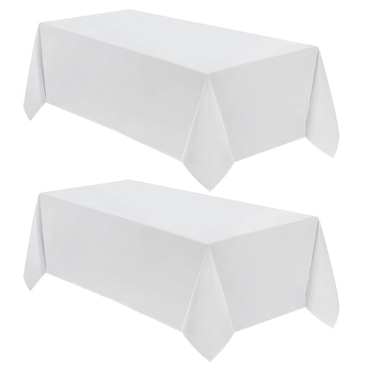 VidaFete Tablecloth 90 * 156inch 2pack Rectangle Table Cloth Polyester, Stain Wrinkle Resistant Dining Table Cover for Kitchen Dinning Party Wedding Rectangular Tabletop Buffet Decoration(White)