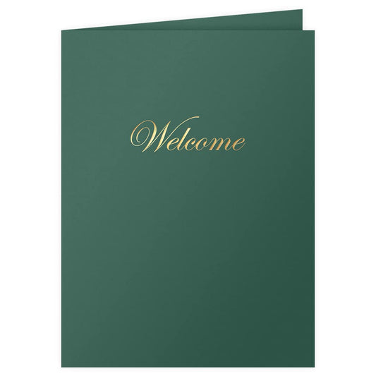 The Gallery Collection, 25 Count, Green, Welcome Pocket Folders, Gold Foil Stamped, for HR Professionals (9 x 12)