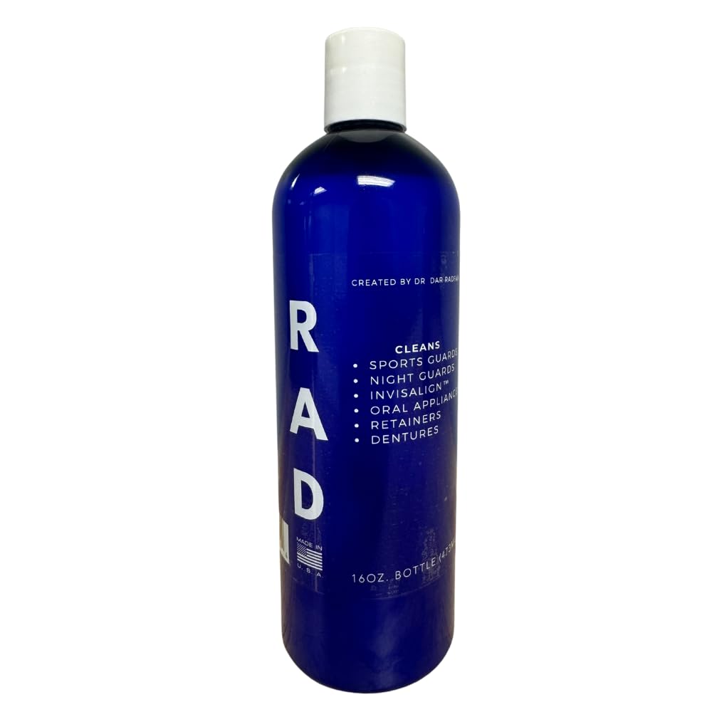 16 OZ Rad Fresh Natural Retainer Cleaner Spray With Food Grade Hydrogen Peroxide Dentist Designed Denture, Aligner, Night Guard, Sports, Sleep Appliance & Mouth Guard Cleaner Made in the USA