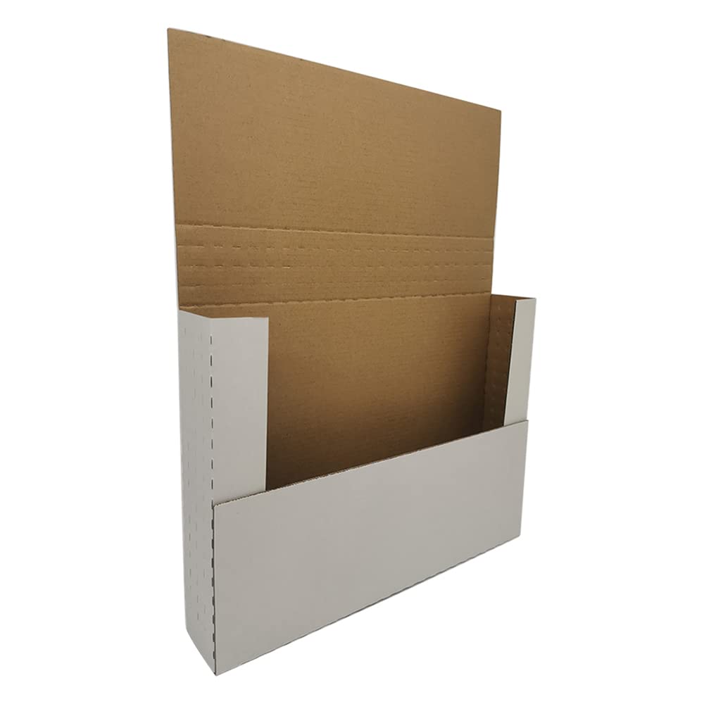 Rnisda 50 Pack 12.125x9.125x2'' Easy-Fold Corrugated Mailers, Height adjustable Small Shipping boxes for Packaging Mailing books, white (W1292E50)