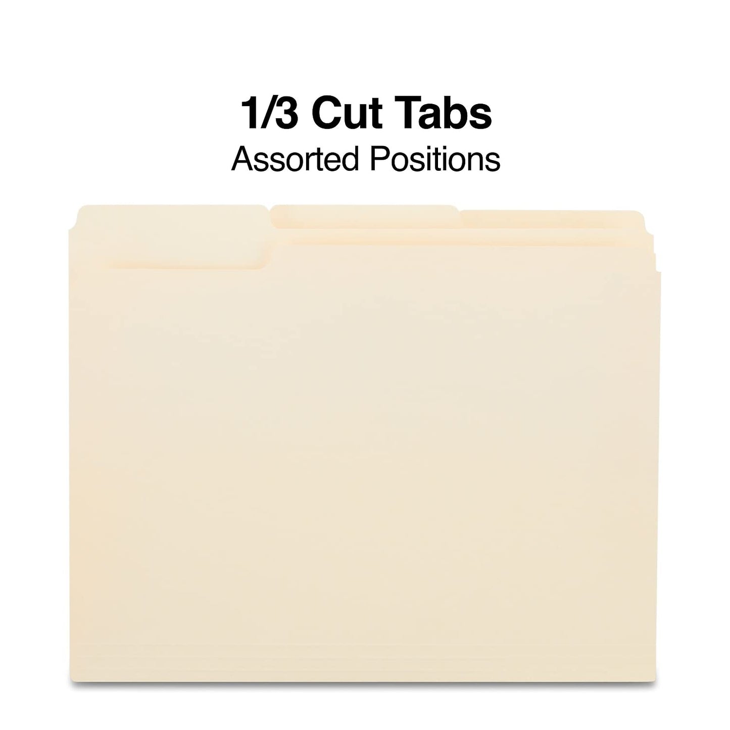 Staples File Folders, Letter Size, 1/3‑Cut Tabs, Assorted Positions, Manila, Durable Paper Stock, 250/Pack