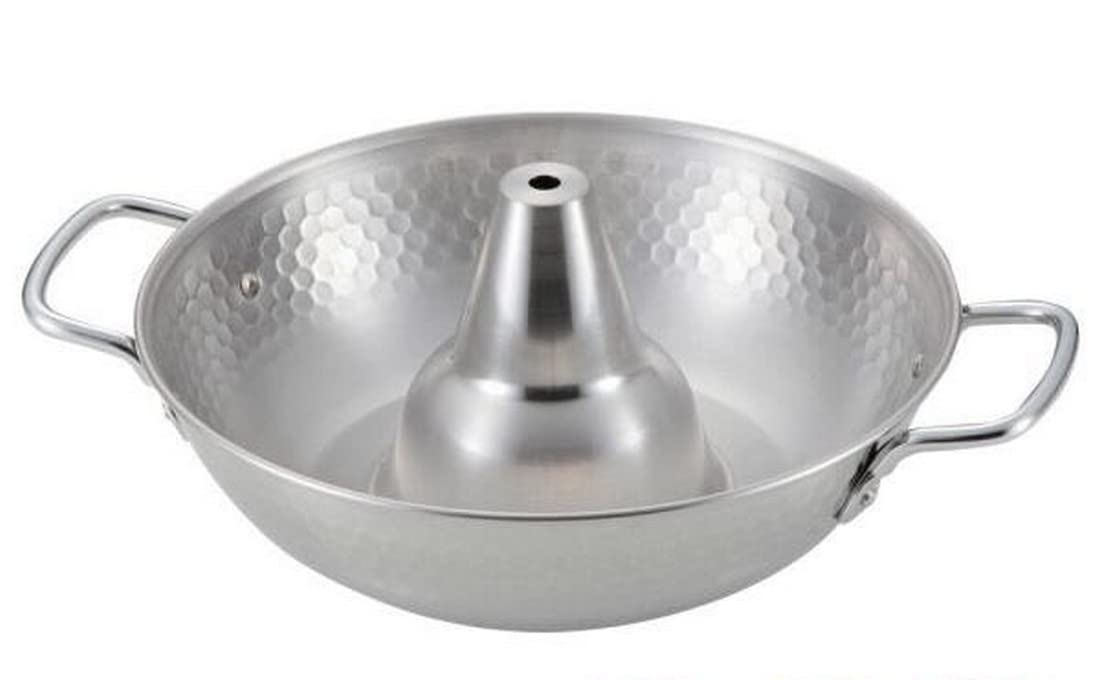 JapanBargain, Japanese Shabu Shabu Hot Pot with Chimney, 10.25-Inch Stainless Steel Traditional Beijing Style Hotpot for Gas Stove, Made in Japan, Family Size 3-4 People, Premium Cookware