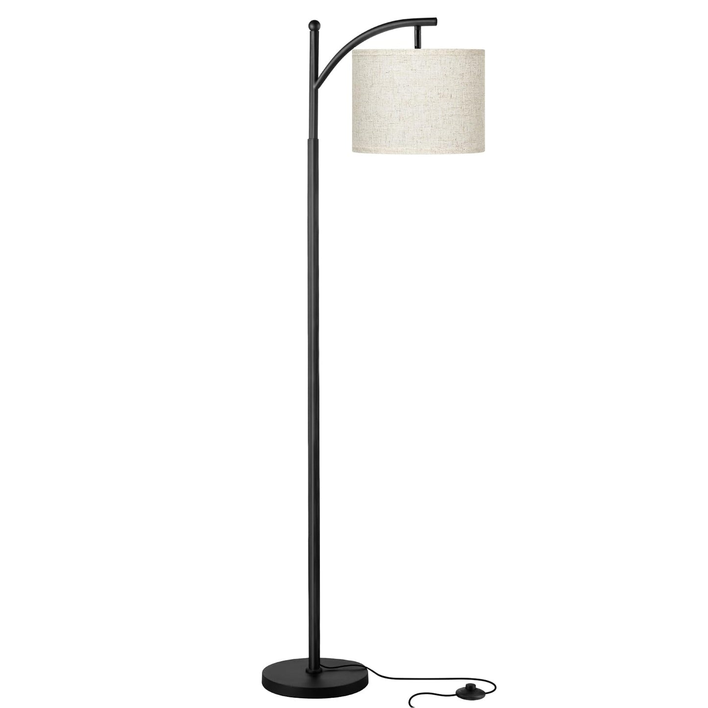 Ambimall Tall Floor Lamps with 3 Color Temperatures Bulb & Adjustable Linen Shade, for Living Room, Bedroom, Office, Classroom, Dorm Room (9W Bulb Included), Beige & Black, 60"