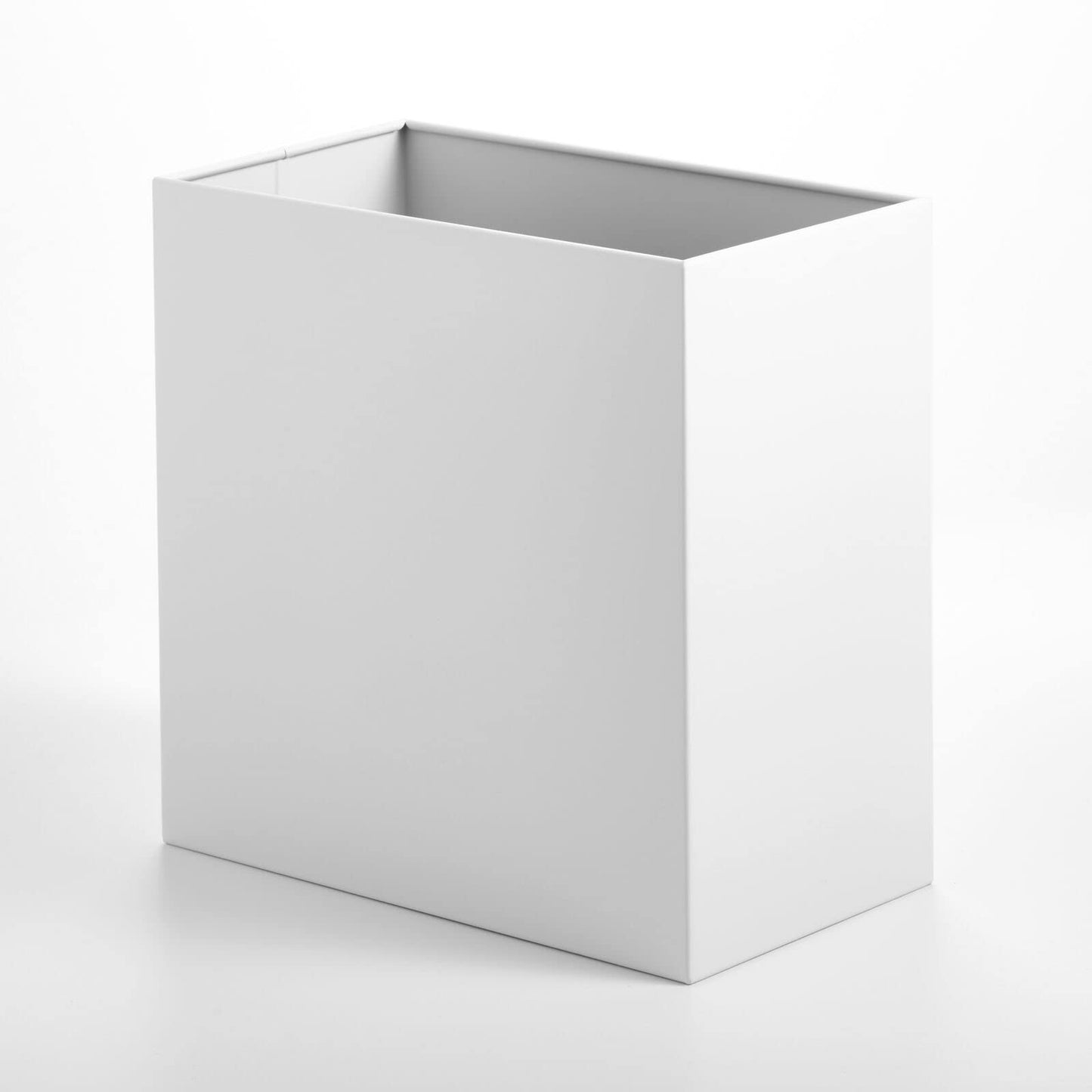 mDesign Small Steel Rectangular 2.4 Gallon/9.1 Liter Trash Can, Waste Basket for Bathroom, Bedroom, Home Office - Holds Garbage, Recycling, Household Items - Linn Collection - White