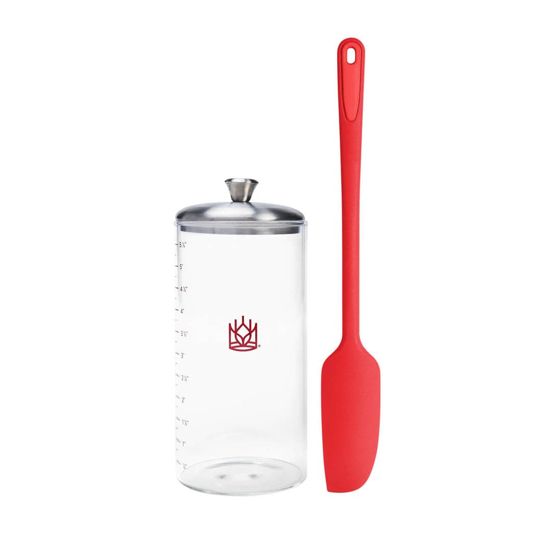 King Arthur Baking Company Petite Glass Sourdough Storage Crock With Lid And Spatula, Borosilicate Glass, 1-Pint Capacity