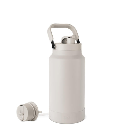 Simple Modern Trek Pivot | Half Gallon Water Bottle Jug with Handle & Boot | Interchangeable Straw & Chug Lids | Large Insulated Stainless Steel | Sports Camping Outdoors | 64oz, Almond Birch