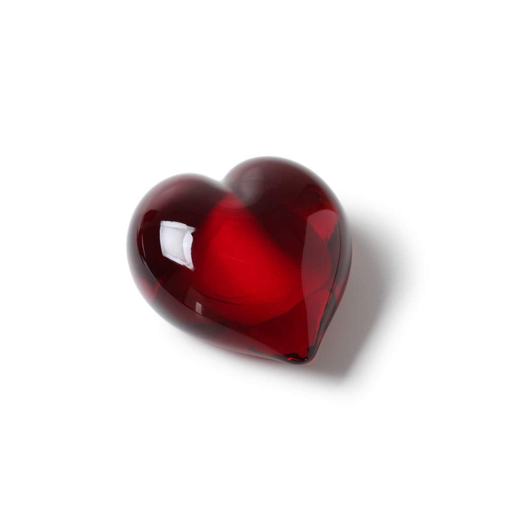 Ca D Oro Mother’s Day Small Red Glass Heart Paperweight – Hand Blown Murano-Style Glass Heart Ornament, Handmade Art Gift for Mom, Home Decor, Expressing Love for Mothers