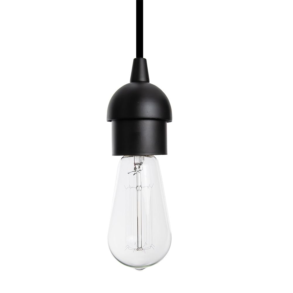 Worth Home Products The Original Instant Pendant Light | 6-Inch Recessed Can Screw-in Pendant Conversion Kit | Matte Black Pendant (Adapter Only – Bulb Not Included)