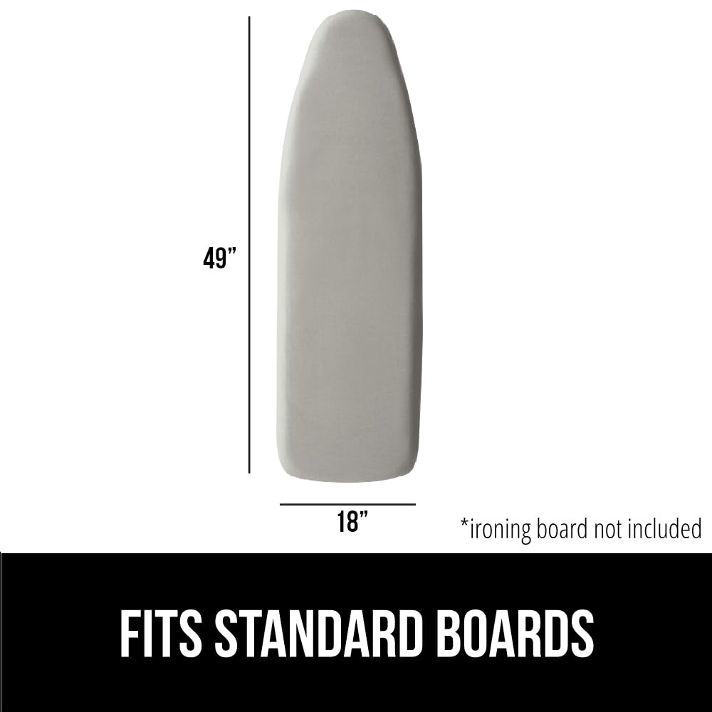 GORILLA GRIP The Original Ironing Board Cover and Pad, Silicone Coating, 400°F Scorch Resistant Thick Padding, Heavy Duty Iron Covers Standard Boards, Hook and Loop Fastener Strap, Silver 18x49