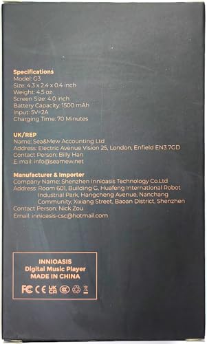 160GB MP3 Player with Bluetooth and WiFi, innioasis Music Player with Spotify,Pandora,Amazon Music,4" Touch Screen Android MP4 MP3 Player for Kids with Libby,Audible,Spotify Kids(Black)