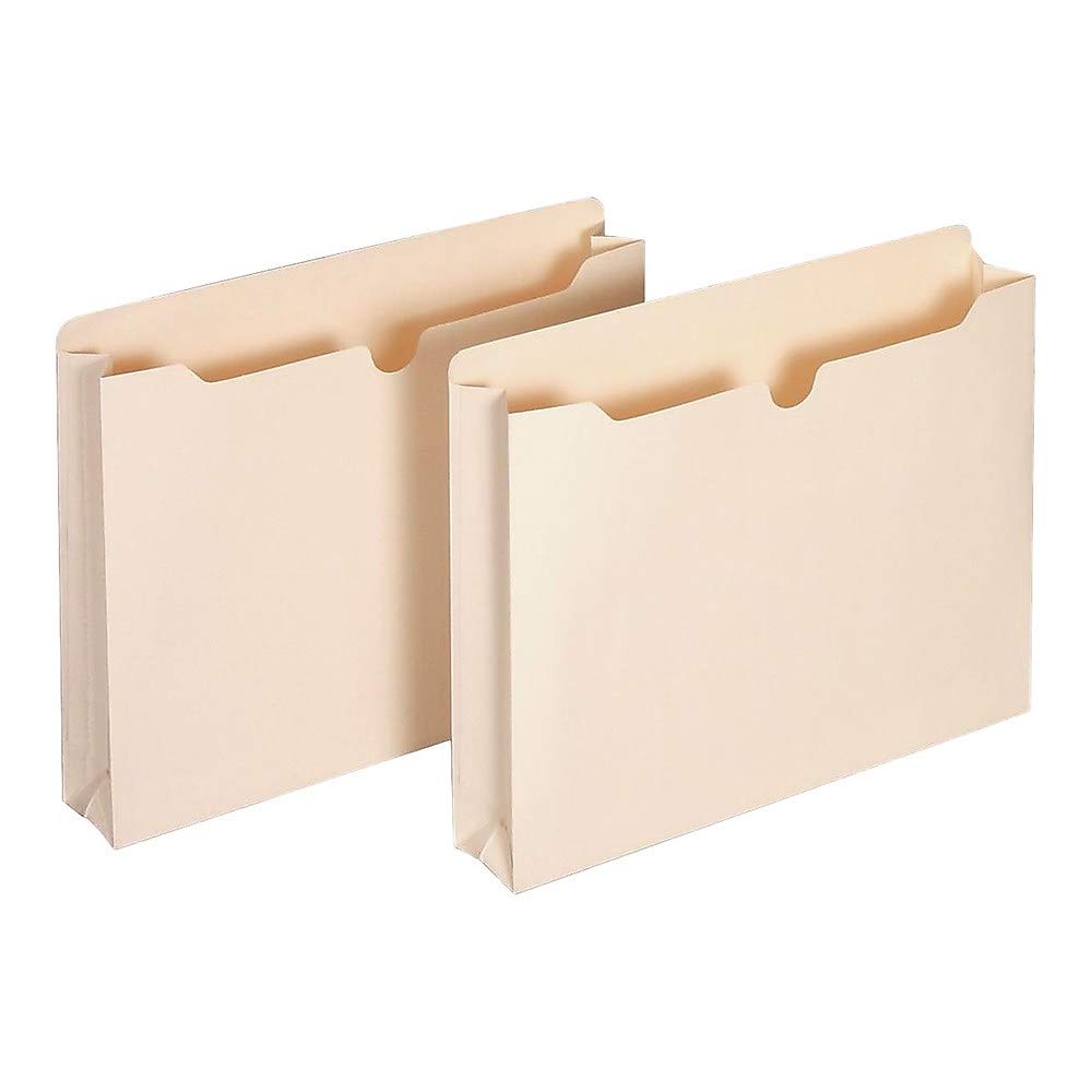 Staples Paper Stock File Jackets, Letter Size, 2‑Inch Expansion, Durable Manila Construction – 50/Box