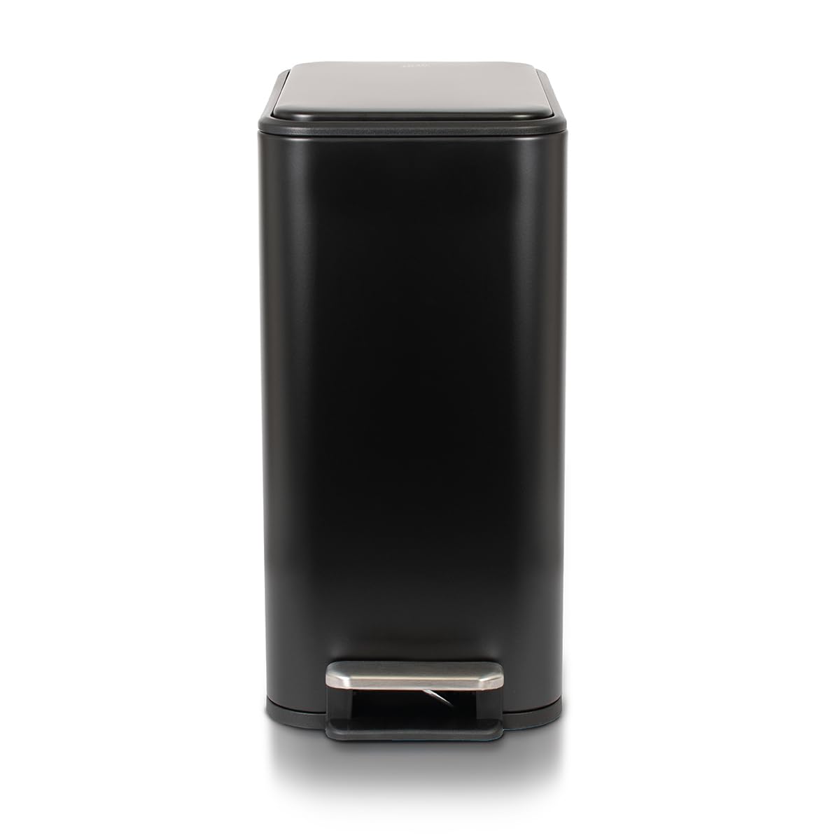 Glad Slim Bathroom Trash Can - Small Garbage Pail with Soft Close Lid & Step Foot Pedal | Narrow Black Metal Waste Basket with Removable Inner Bucket, 2.6 Gallon