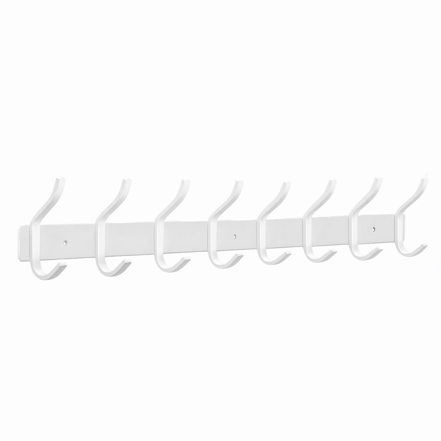 HAMUTH White Wall Hooks Heavy Duty, 23 Inch Coat Hooks Wall Mount with 8 Hooks, Wall Hooks Hangers for Entryway, Bathroom - for Hanging Backpack, Bag, Coat, Purse, Hat, Towel, Clothes