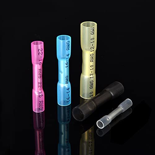 1000 Pcs Heat Shrink Butt Connectors, 16-14 AWG Waterproof Electrical Crimp Wire Splice for Marine, Cable, Wiring