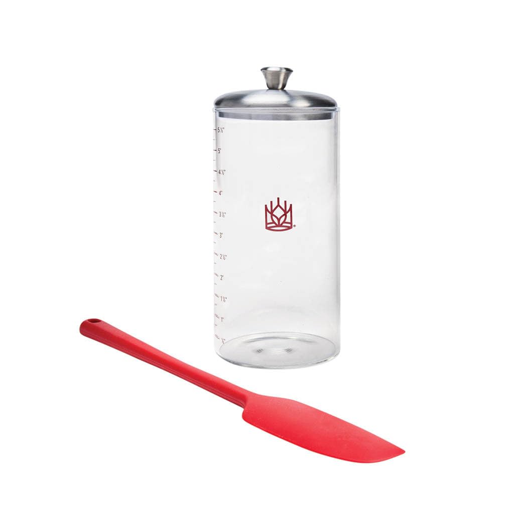 King Arthur Baking Company Petite Glass Sourdough Storage Crock With Lid And Spatula, Borosilicate Glass, 1-Pint Capacity