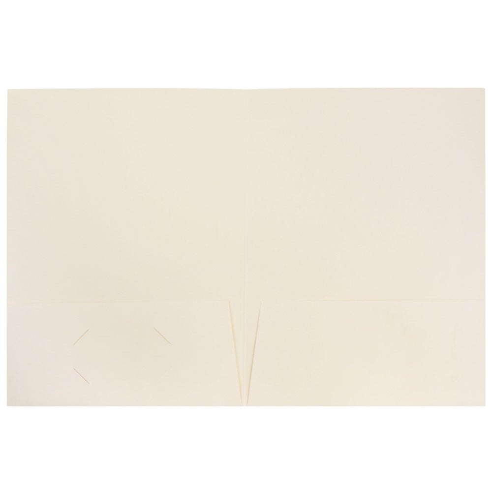 JAM PAPER Two Pocket Textured Linen Presentation Folders - Letter Size Business Folder - Ivory - Bulk 25/Pack