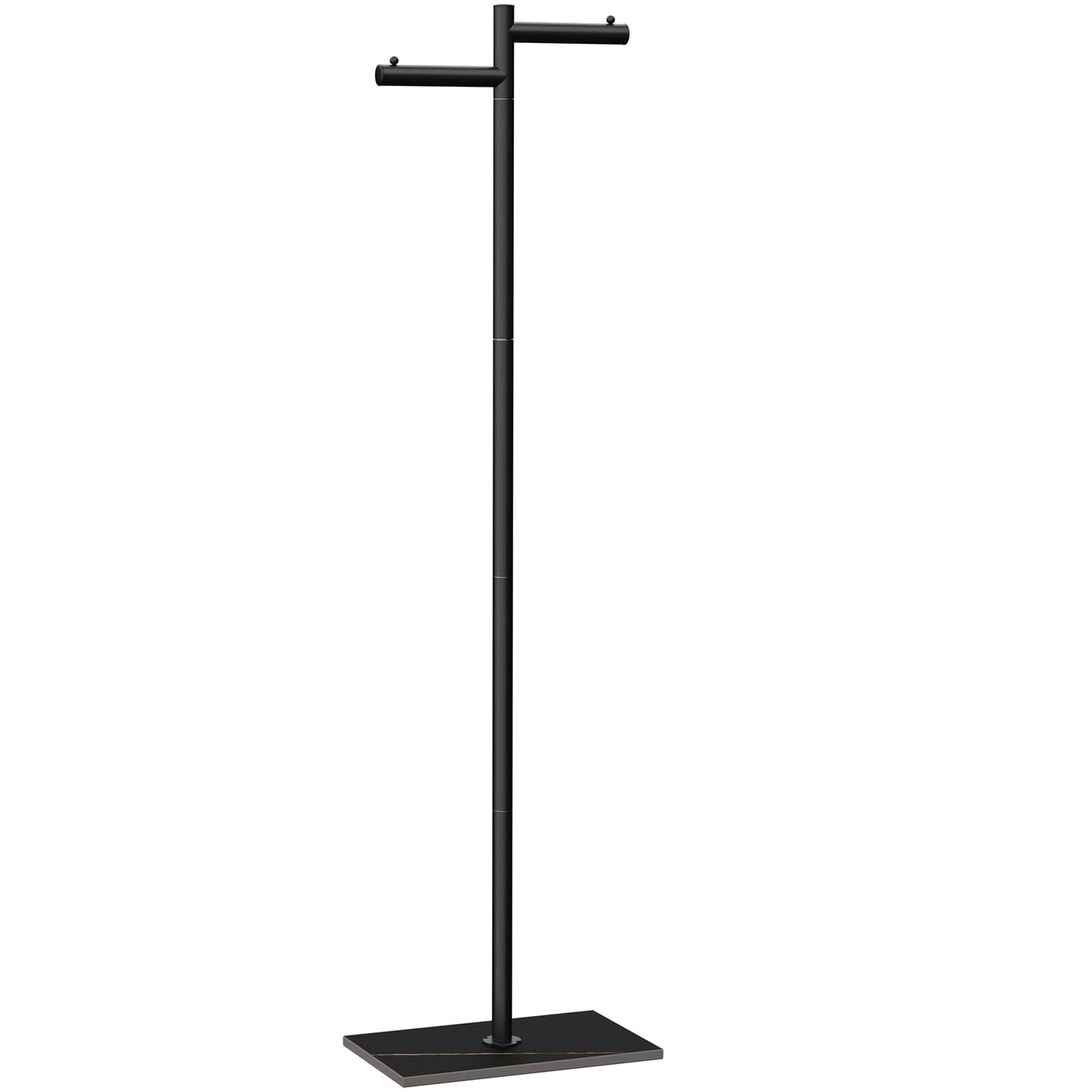 ENUMAIL Garment Rack, Freestanding Metal Coat Racks, Z-shaped Coat Tree with Natural Rock Base, for Bedroom, Office, Hallway, Entryway, Living Room, 175cm, Black