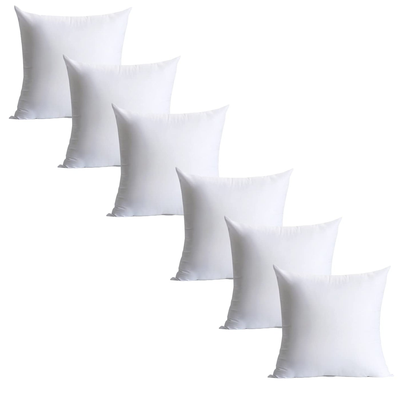 Calibrate Timing 20 x 20 inches Pillow Inserts, Set of 6 Hypoallergenic Brushed Microfiber Liner Down Alternative Filled Square Cushion Throw Pillow