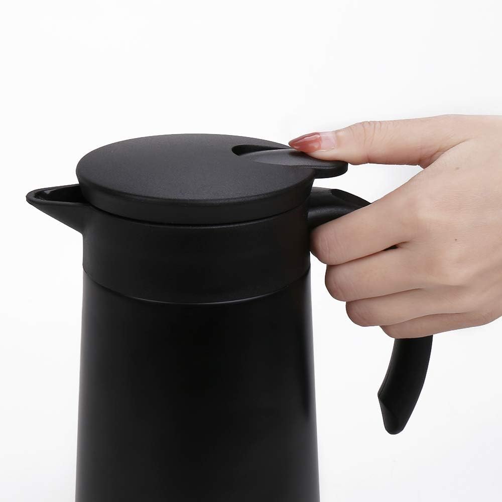 GearRoot 28oz Coffee Carafe Airpot Insulated Coffee Urn Stainless Steel Vacuum Thermal Pot Flask for Coffee, Hot Water, Tea, Hot Beverage - Keep 9 Hours Hot, 18 Hours Cold (2 Pack Black)