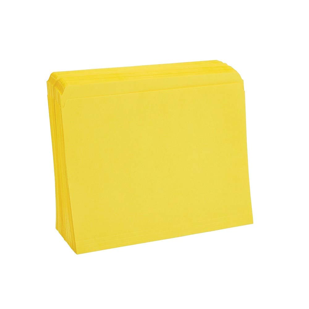 Staples Top‑Tab File Folders, Straight‑Cut, Letter Size, Yellow, Durable Paper Stock, 100/Box
