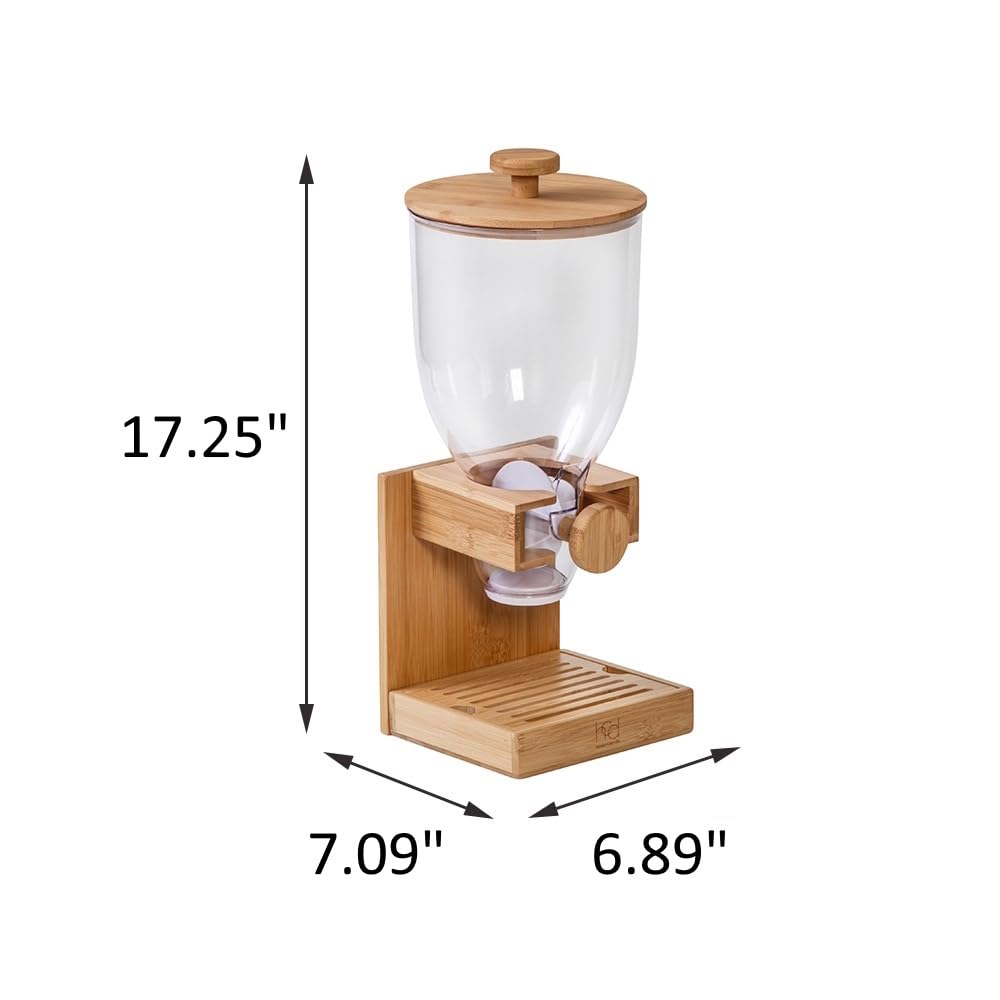 Honey-Can-Do Compact Dry Food Dispenser, Single Control & Snack Storage Container for Countertop or Pantry, Bamboo