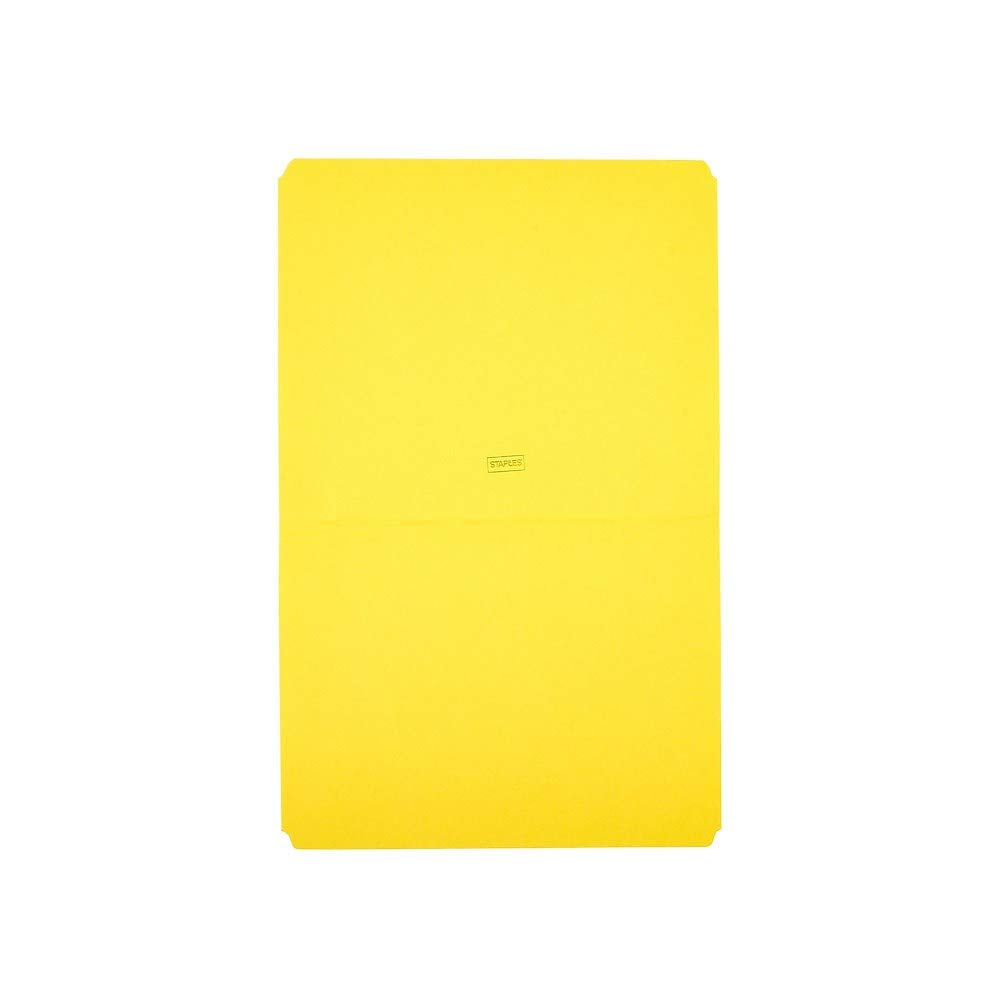 Staples Top‑Tab File Folders, Straight‑Cut, Letter Size, Yellow, Durable Paper Stock, 100/Box