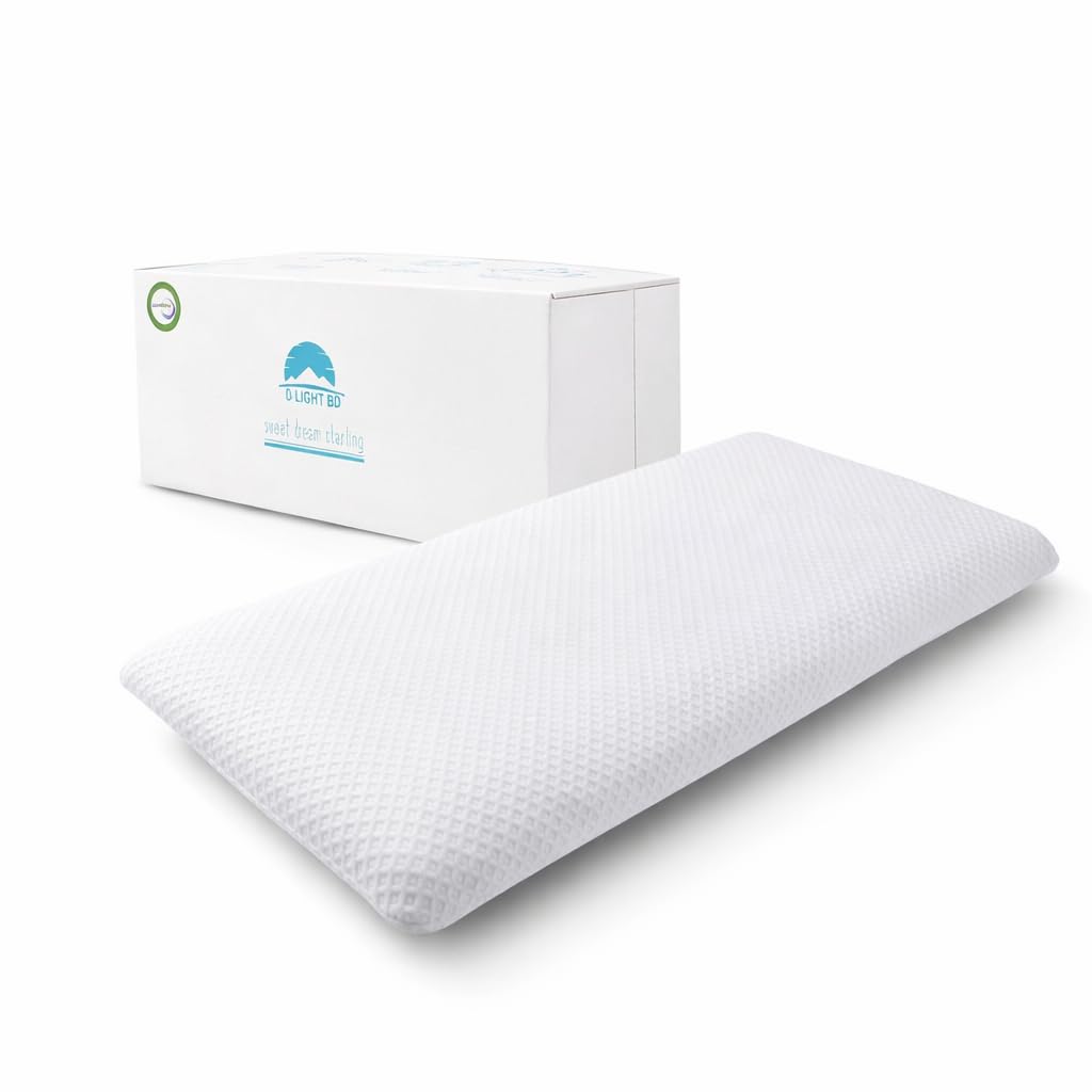 DLIGHT BD Slim 3.2" Stomach Sleeping Memory Foam Pillow-Thin, Flat, Soft Yet Supportative for Belly, Back& Stomach Sleepers (3.2" Slim-King)